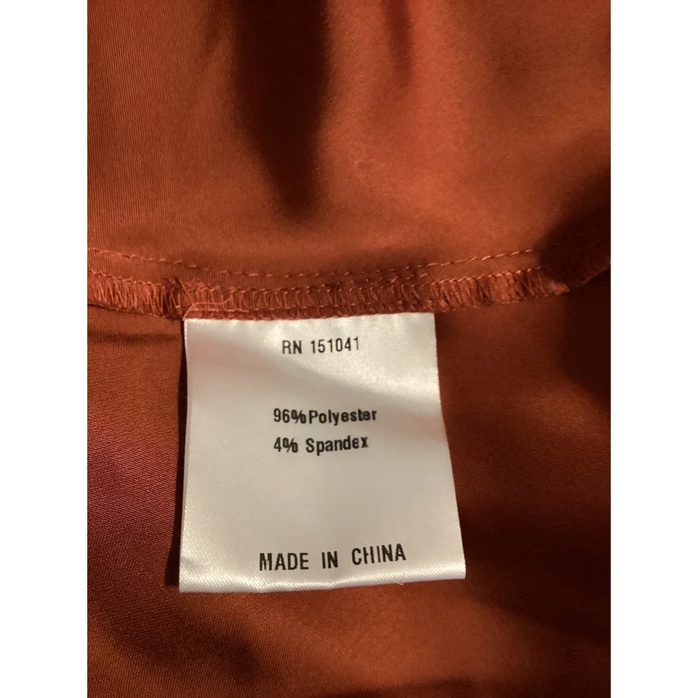 Few Moda Satin Open Back‎ Peplum Maxi Dress Burnt Orange Long Bell Sleeve Formal